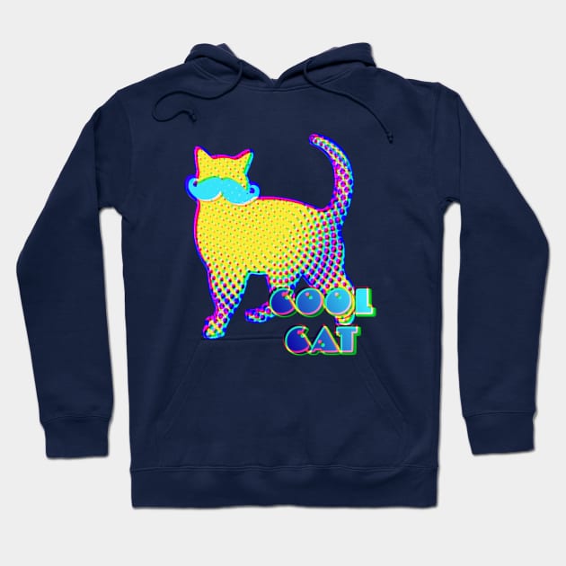 Funky Cool Cat Graphic Hoodie by AlondraHanley